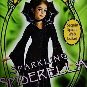 Child Spiderella Black Velvet Halloween Costume Size 4-6